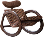 Brown Wood Rocking Chair with Upholstered Seat and Curved Arms