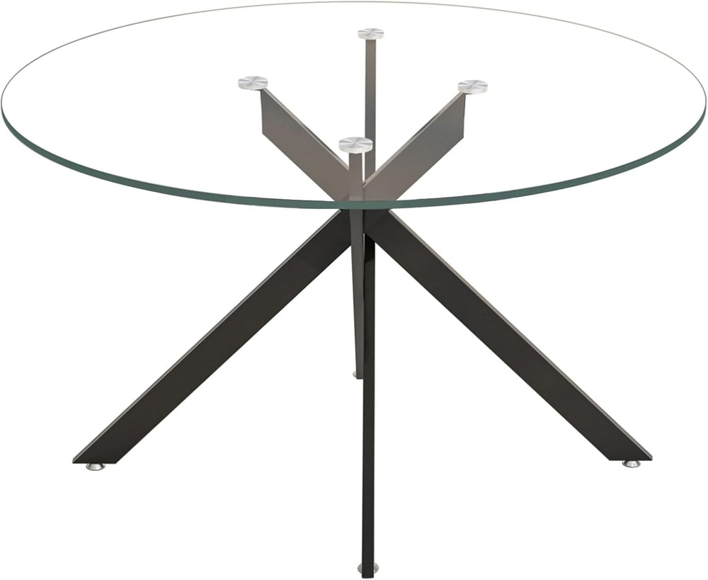 HomVent 47-inch Round Glass Dining Table for 4, Round Glass Kitchen Table wit...