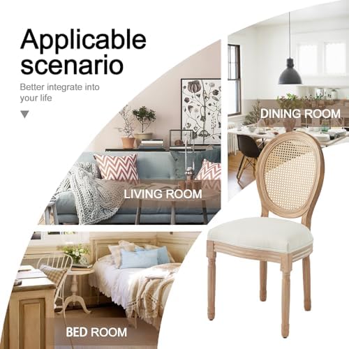Virabit French Dining Chairs Set of 4, Hand-Woven Rattan Farmhouse Upholstere...