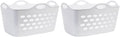 2 Piece, White Rectangular Uncovered Laundry Baskets With 4 Perforated Handles, Suitable For Laundry Rooms, Bedrooms, Living Rooms, Fitting Rooms, Etc.