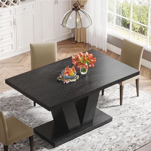 Tribesigns 47-Inch Dining Table for 4, Black Kitchen Dinner Table with Heavy ...