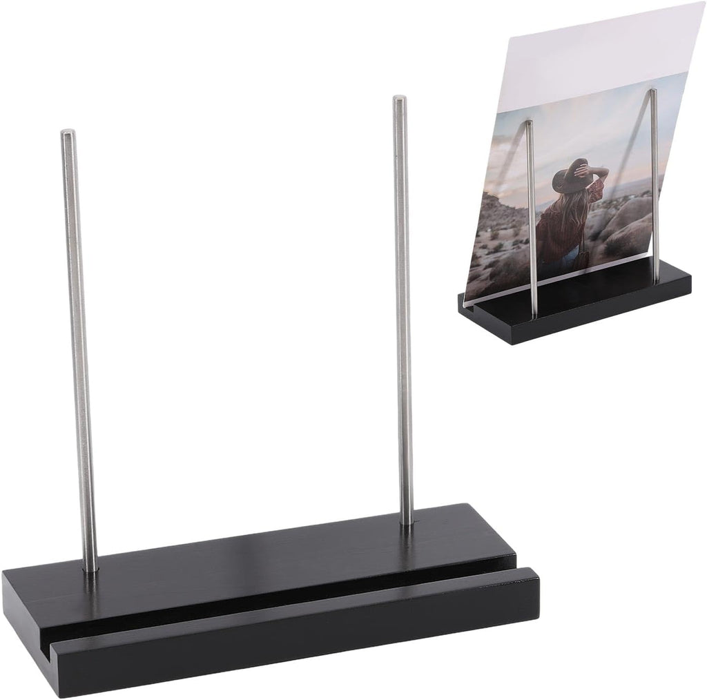 GLOBLELAND Wood Records Holder Display Now Playing Black Vinyl Record Storage Stand Single Album Display & Organizer Gift for Record Player Accessories Lovers