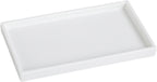 Bathroom Vanity Tray - 11'' Ceramic Rough-Textured Rectangle Countertop Tray, Heavy-Duty Perfume Organizer Plate, Jewelry Ring Tray, Kitchen Soap Dispenser Stone Trays, White