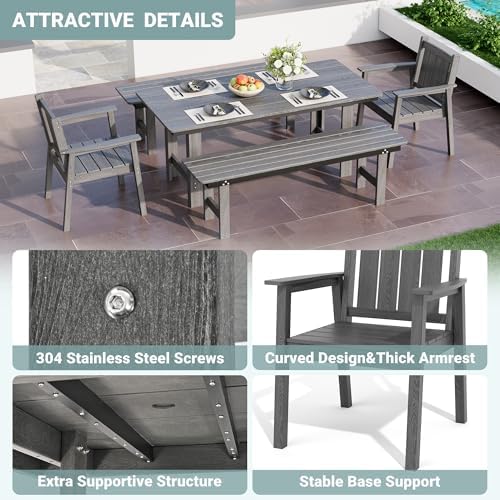 Pamapic Patio Dining Table Set, 5-Piece Outdoor Dining Set for 6, Grey