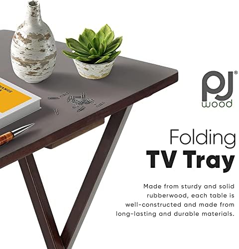 PJ Wood Espresso - 5-Piece TV Tray Table Set - Folding with Storage Rack