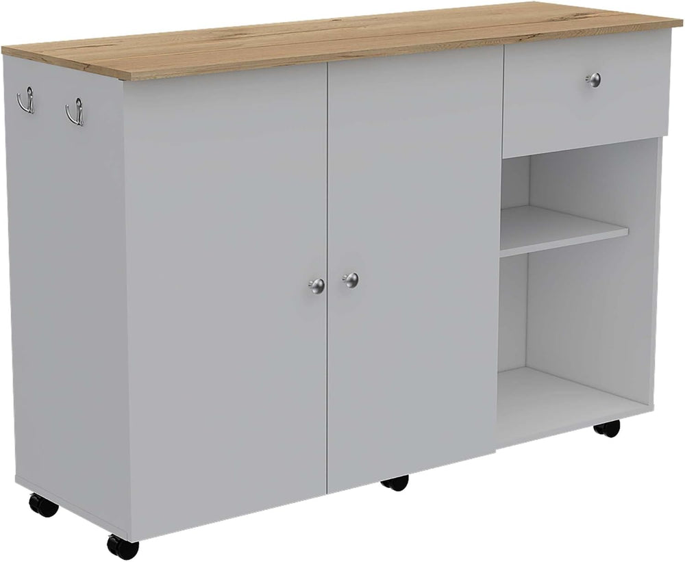 2 Piece Kitchen Set with Island Cart and Wall Cabinet | Includes pre-drilled ...