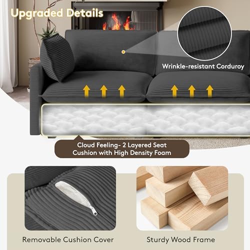 ROWHY 104'' Modular Sectional Cloud Couch with Movable Ottoman, 4 Sea...