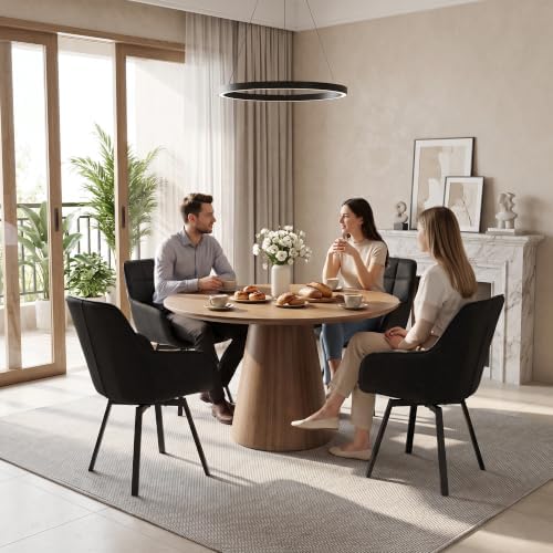 TUKAILAi Swivel Dining Chairs Set of 4, Faux Leather Dining Chairs with Arms ...