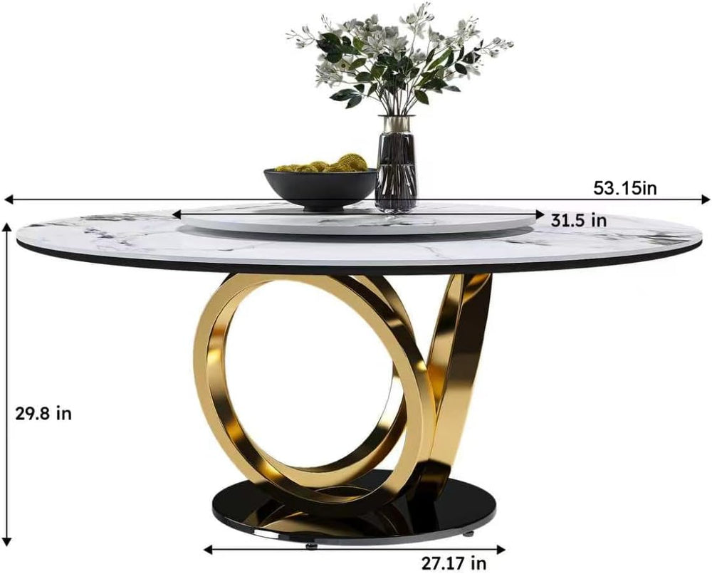 Montary 53” Modern Round Dining Table for 4-8 Seat, Artificial Marble Dining ...