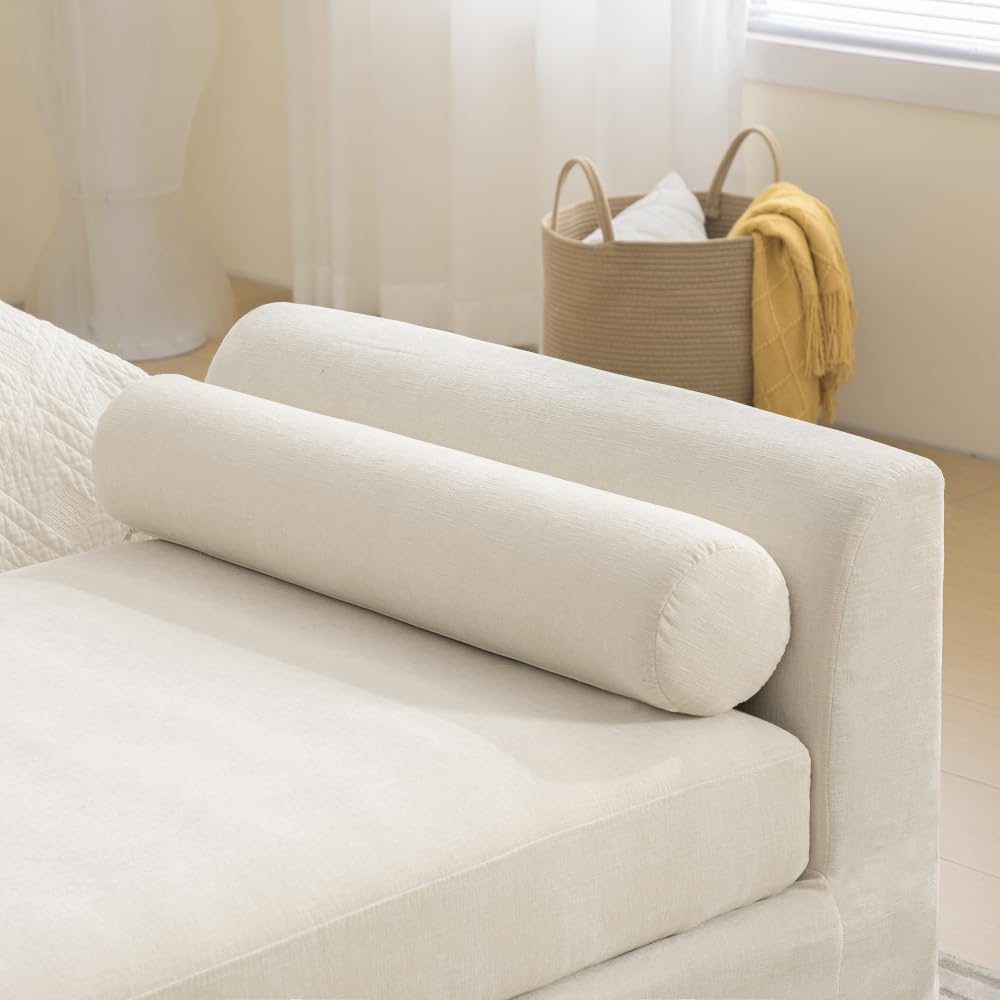 88.58" Chenille End of Bed Bench Chaise Lounge, Upholstered Bedroom Benc...