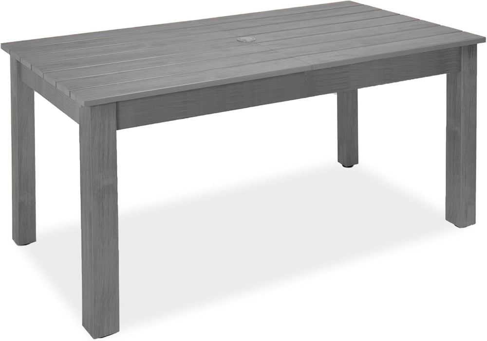 ZHUSI Patio Table, HIPS Outdoor Table with Umbrella Hole, Grey