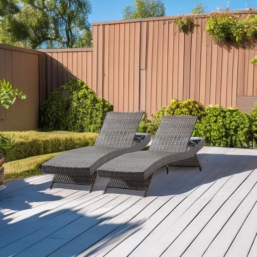 79'' Long Reclining Chaise Lounge Set (Set of 2), Outdoor Wicker Recl...