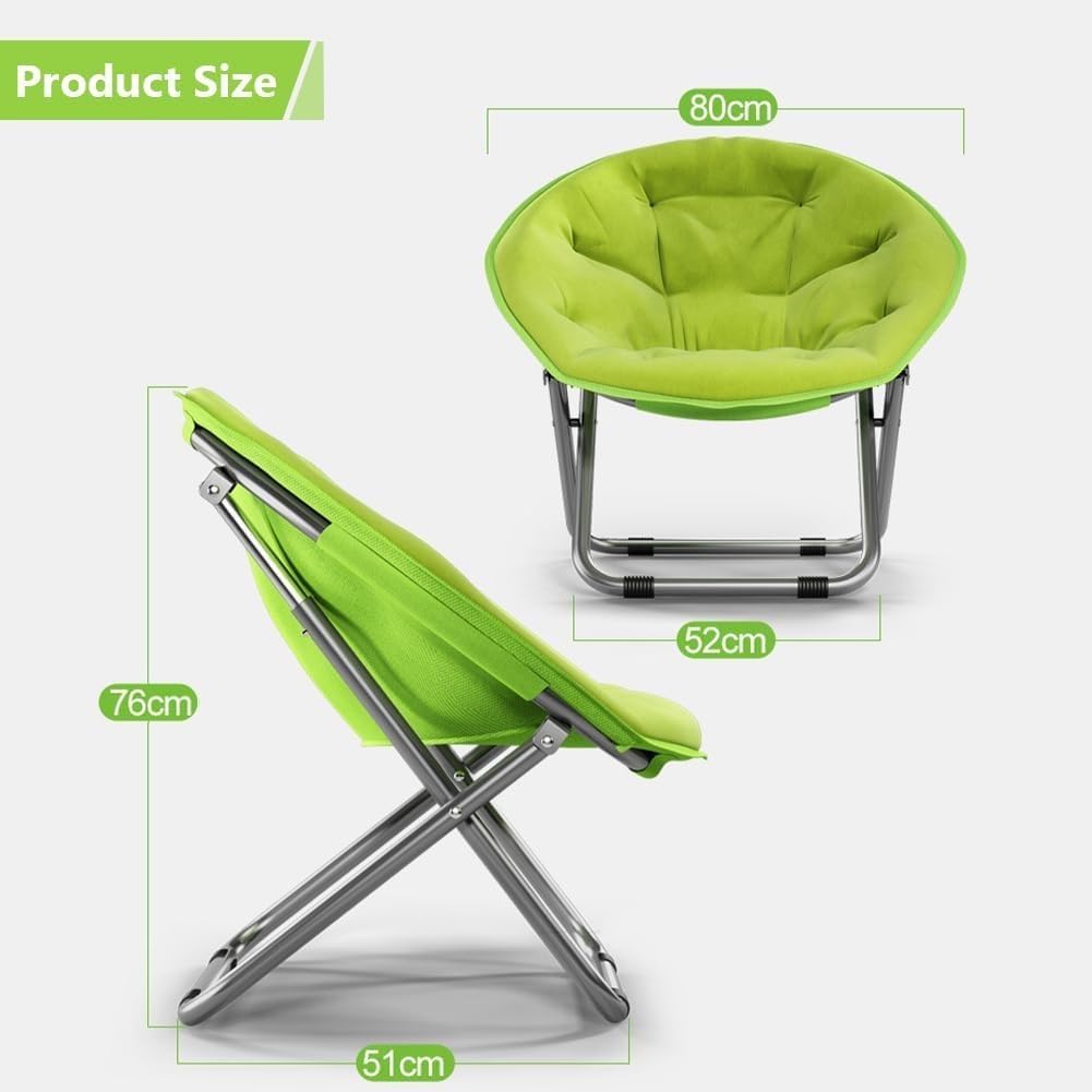 Lightweight Folding Moon Chair for Bedroom and Living Room Green Load Capacity 125kg(Green)