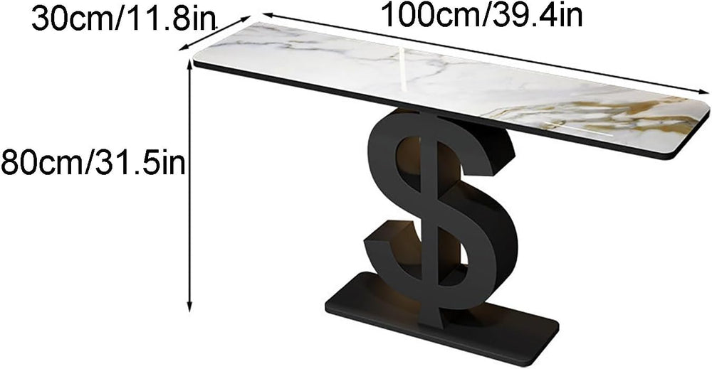 Modern Console Table with Rock Panel Narrow Long Entryway Table Contemporary ...