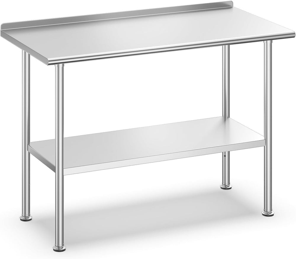 Atelicf NSF Stainless Steel Prep Table 24X48 inch with Backsplash | Commercia...