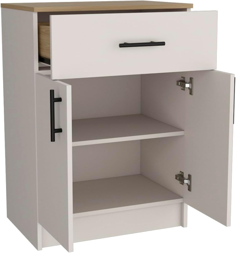 Netal Pantry Cabinet - Extra Kitchen Storage in Ivory and Natural Oak
