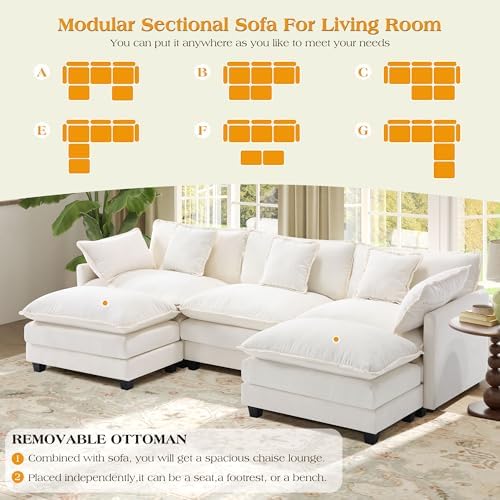 Hanherry Modular Sectional Sofa,Cloud Couch for Living Room,Modern Deep Seat ...