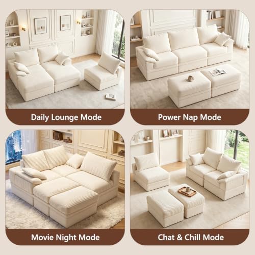 107" Modular Sectional Sofa Couch with Storage,U-Shape 3 Seat Comfy Mode...