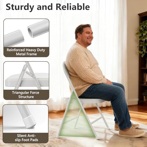 Folding Dining Table Set for 4, 5FT Foldable Plastic Table with Carrying Hand...