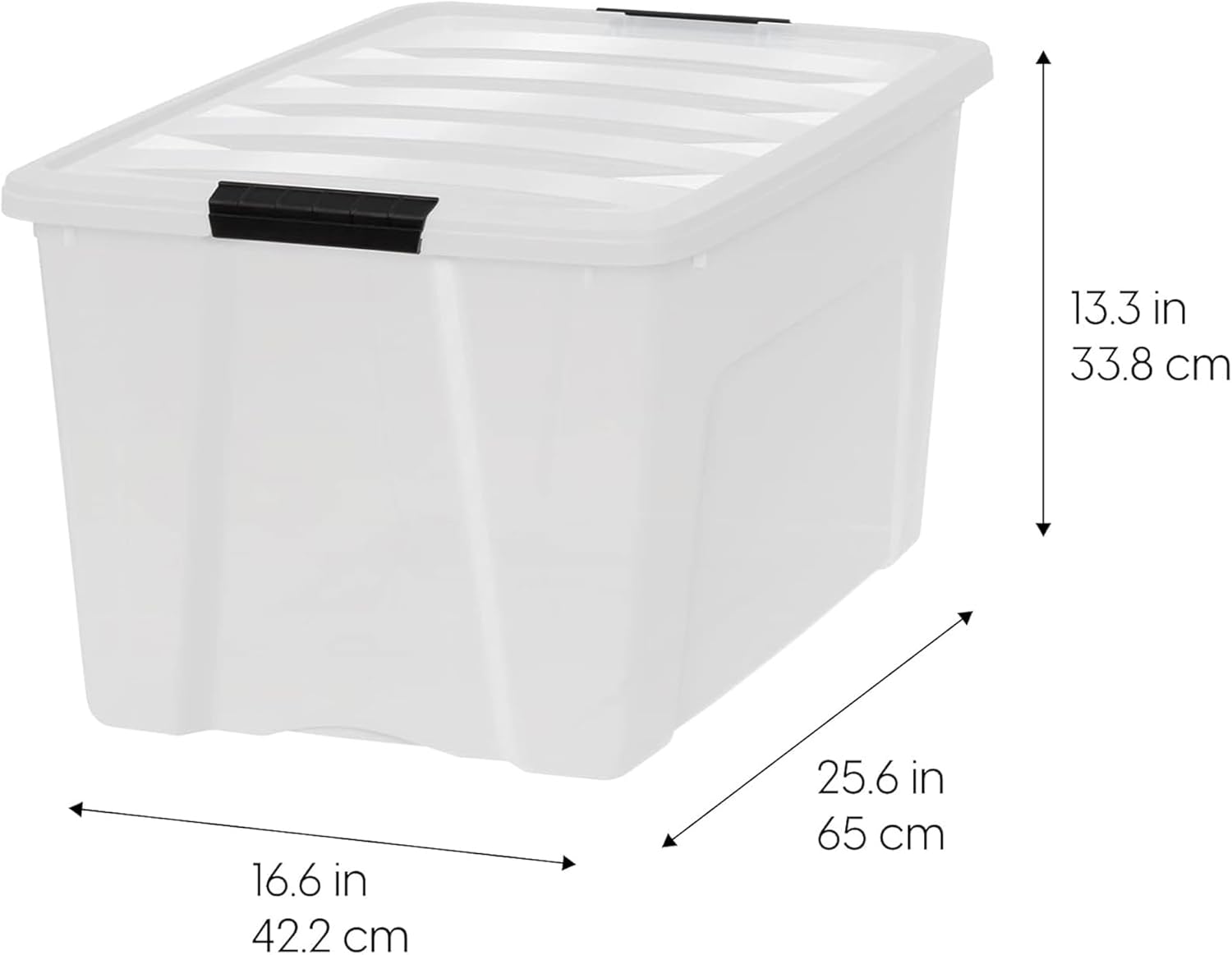 IRIS USA 72 QT Plastic Storage Box with Lid and Latches - 4 Pack - BPA-Free, Discreet Organizing Solution, Durable Nestable Stackable Containers, Secure Pull Handle - Pearl