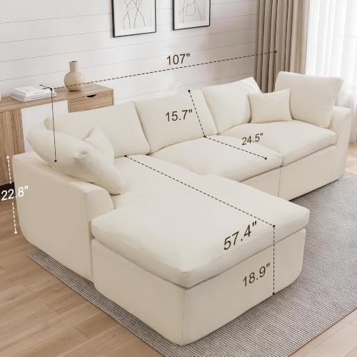 Korser 110" Cloud Sectional Couches for Living Room, Modern Modular Sect...