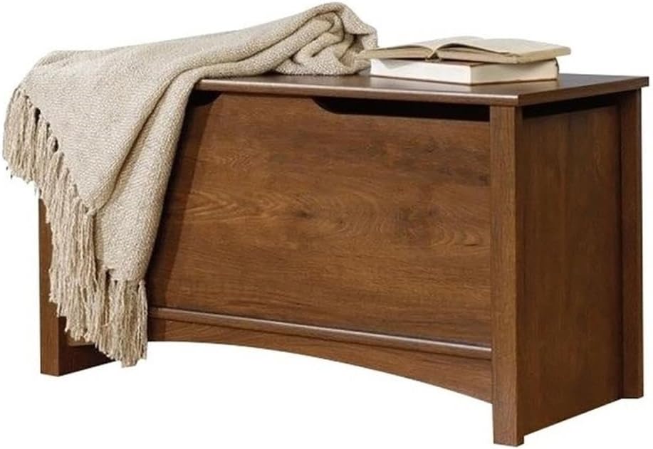 Pemberly Row Farmhouse Engineered Wood Storage Chest, Oiled Oak Finish, 35.25...