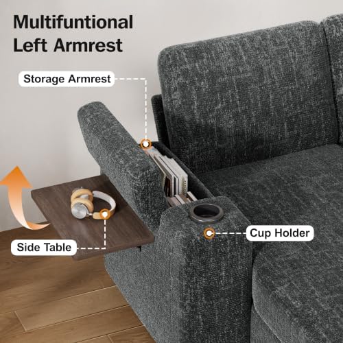 Vipbear 130" Modular Sectional Sleeper Sofa with Pull Out Bed, 9 Seat Ch...