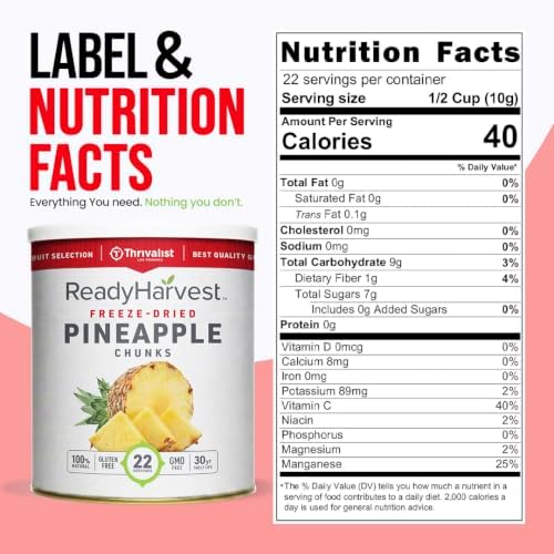 Ready Harvest Freeze-Dried Pineapple Chunks, #10 Can