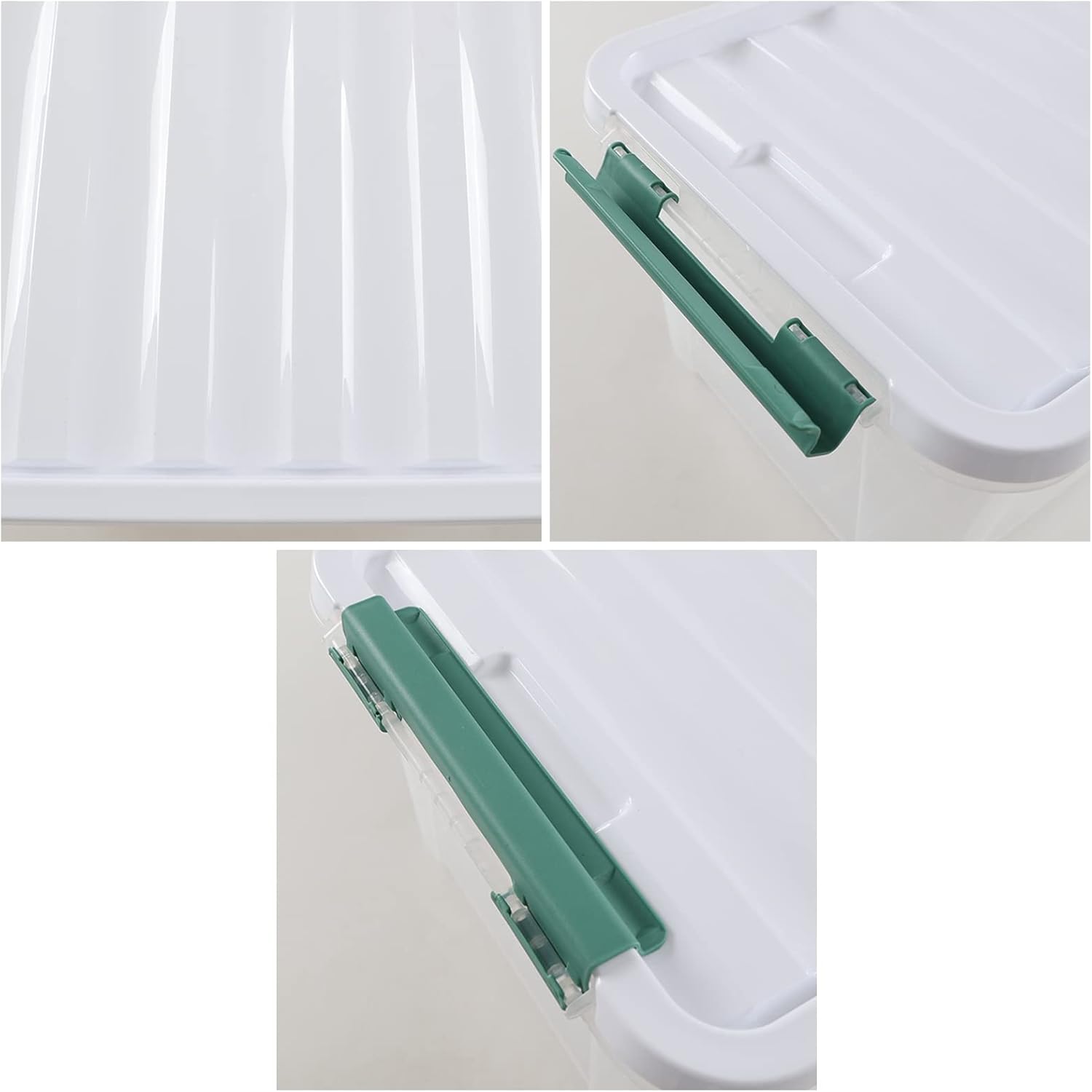 4-Pack 20 Quart Large Stackable Boxes, Plastic Storage Latch Bin, Clear