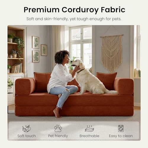 78.8" Convertible Futon Sofa Bed, Couch for Living Room | Corduroy Loves...