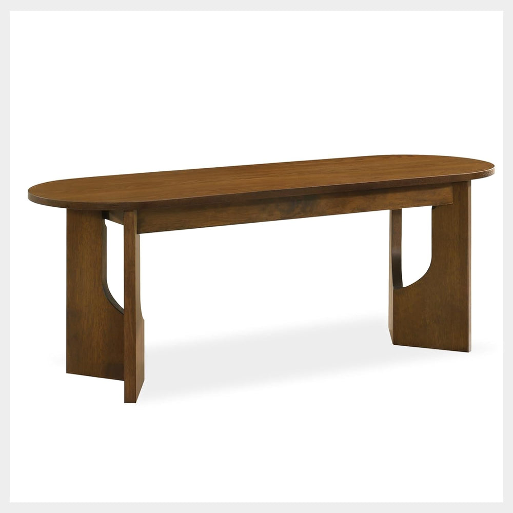 VESCASA 63" L Walnut Wood Oval Dining Table for 6, Solid Wood Kitchen Ta...