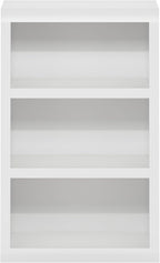 Furinno Rail 3-Tier Open Shelf Bookcase with Classic Style Edges, White
