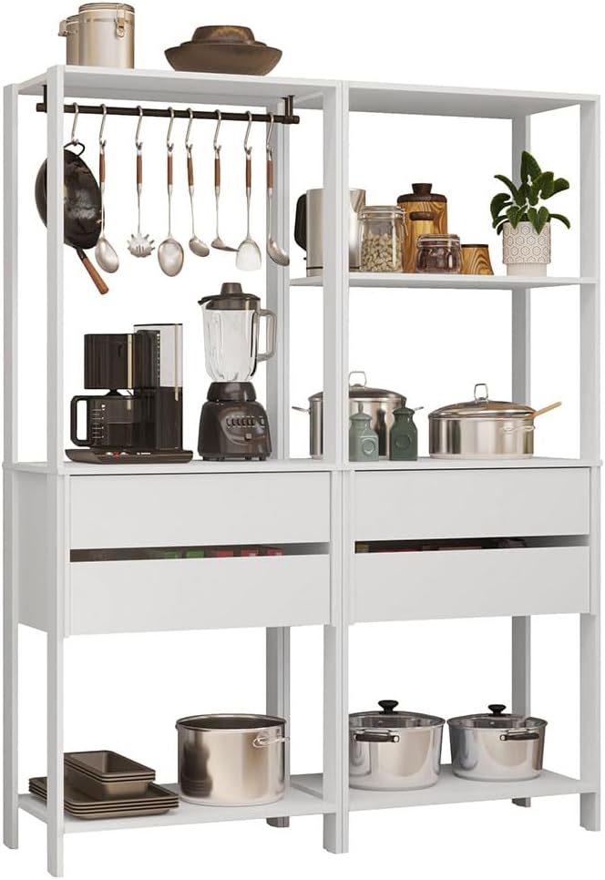 Madesa Kitchen Pantry Storage Rack with 4 Drawers, 5 Shelves and Hanging Spac...