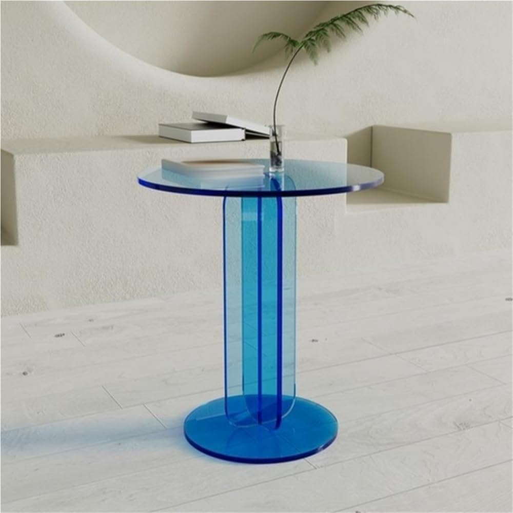 Modern Acrylic Side Table, Sleek Round Coffee Table, Pedestal End Table, Mult...