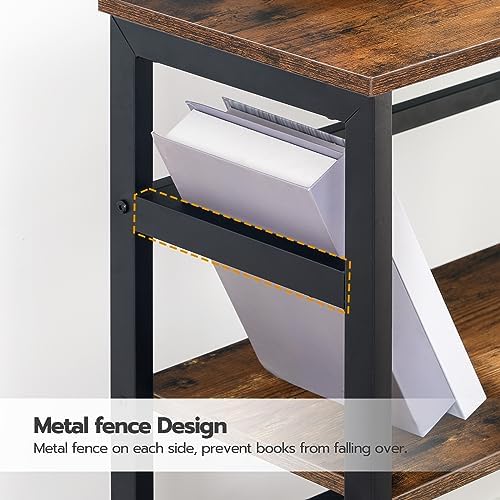 HOOBRO 3 Tier Bookshelf, 23.6" L Industrial Bookcase, Record Storage Rac...