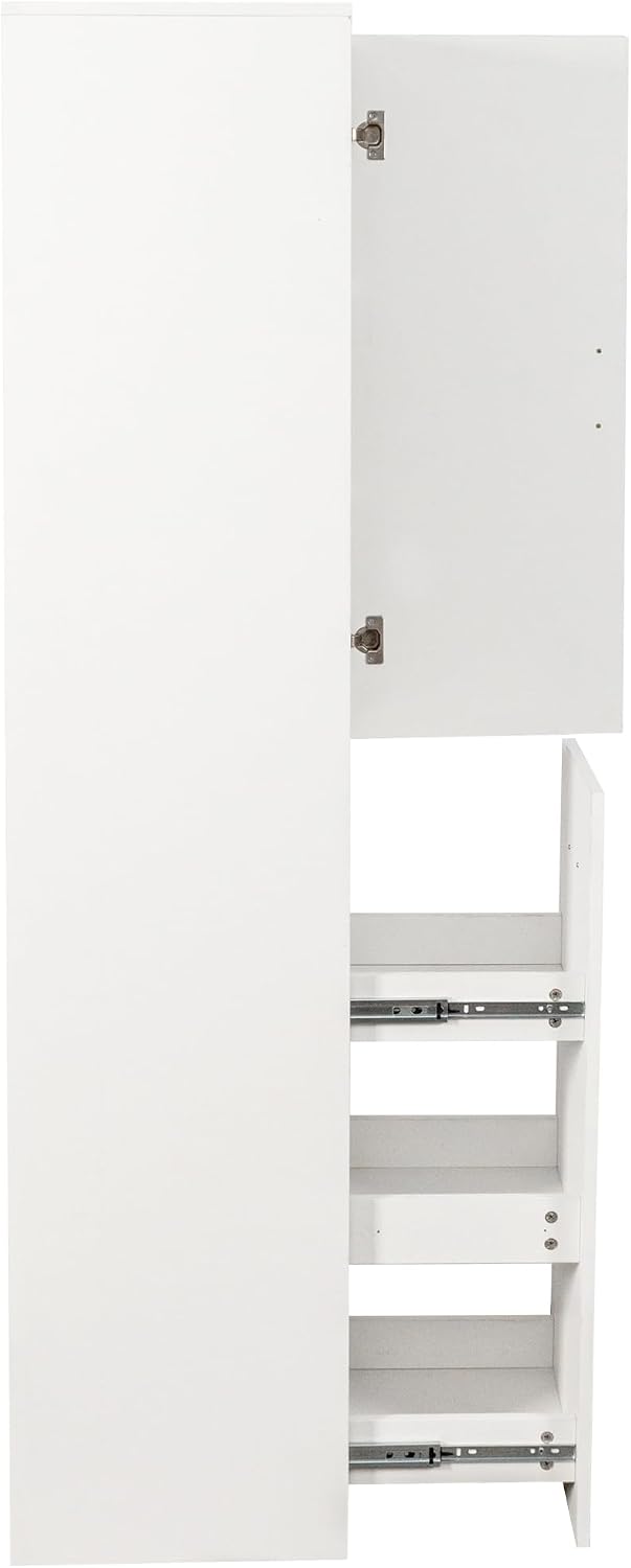 Kitchen Pantry Tall Freestanding Cabinet with 1 Door and 3-Tier Multi-Functio...