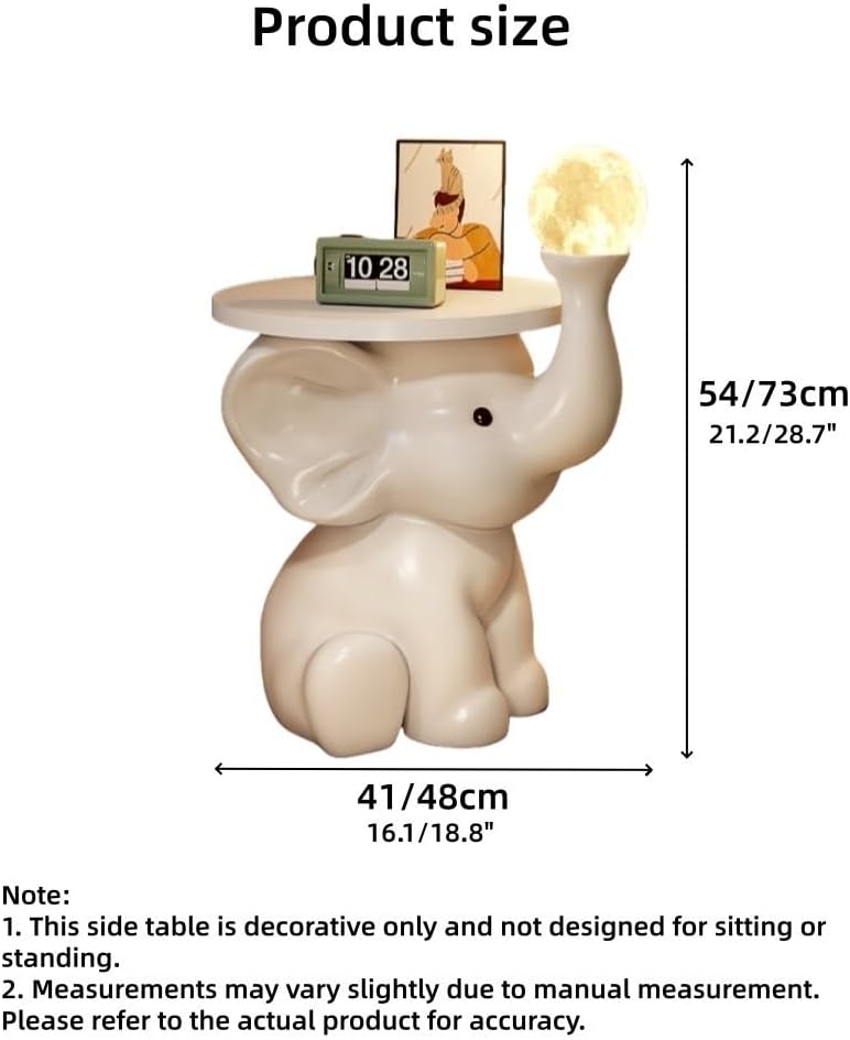 Resin Coffee Table, Elephant Shaped Side Table, Decorative Table with LED Lig...