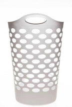 3 Pack Round Plastic Laundry Hamper with Handles, Lightweight & Flexible, 2.2 Bushels Large Capacity, Easy to Clean, Space Saving Laundry Basket for Bedroom, Dorm, Bathroom, White