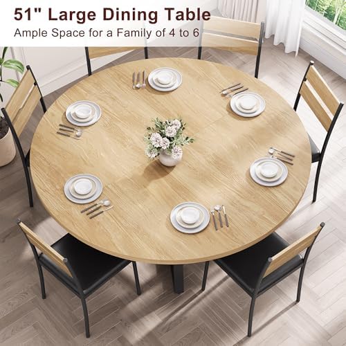 Jocoevol 51'' Round Dining Table for 6,Kitchen Dining Room Circle Din...