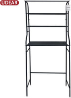 UDEAR 3-Tier Over The Toilet Rack,Bathroom Shelf Space Saver,Corner Stand Storage Organizer Accessories,The Washing Machine,with Hanging Rod,Tower Shelf,Black