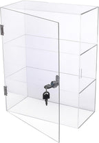 DuvinDD Acrylic Display Case with Lock, Collectibles Showcase Clear | Countertop Locking Display Cabinet with Shelves and Door, Acrylic Storage Safe Organizer for Home Office, 11.8x5.9x15.7inch