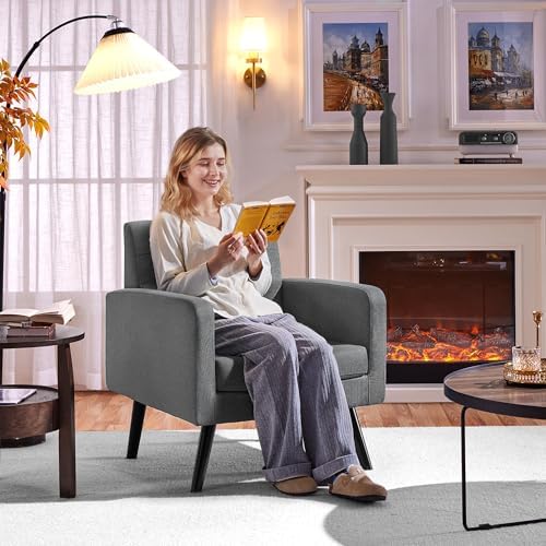 Yaheetech Mid Century Accent Chairs Set of 2 Living Room Chairs Dark Gray