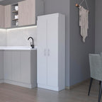 Modern Kitchen Pantry, Storage Cabinet with 2 Doors, White, Engineered Wood, for Dining Room, Easy to Clean