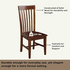IC International Concepts, Set of Two Tall Mission Dining Chairs, Espresso, 225lbs wt capacity, Solid Real Wood, Sturdy Parawood, Espresso