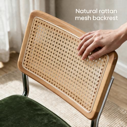 GrandNoor Natural Rattan Dining Chairs Set of 4, Cesca Design Kitchen Chair