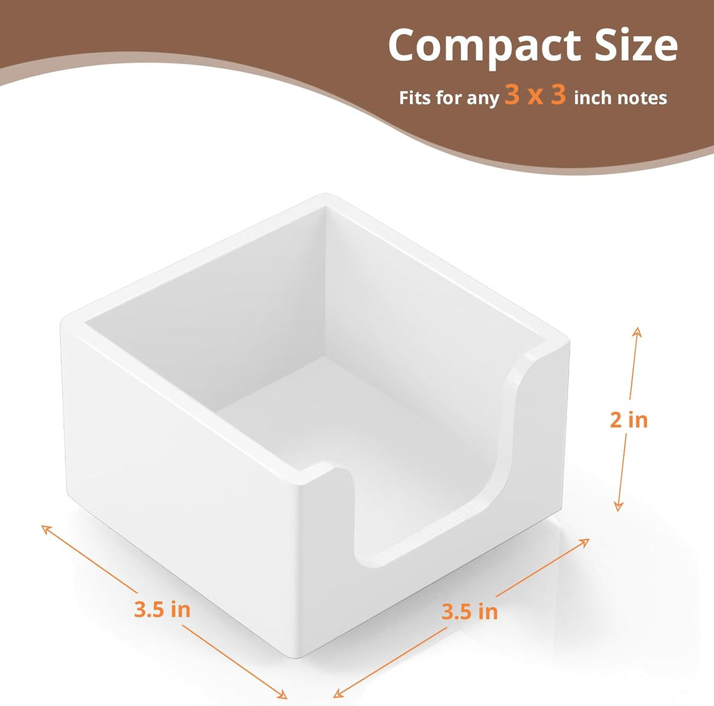 Sticky Note Holder, Sticky Note Dispenser for Office Desk Accessories, Self Stick Note Pad Holder, Memo Pad Holder Dispenser Organizer for School Office Desk Supplies, White