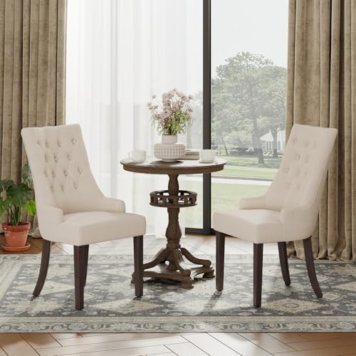 COLAMY Wingback Dining Chairs Set of 4, Beige