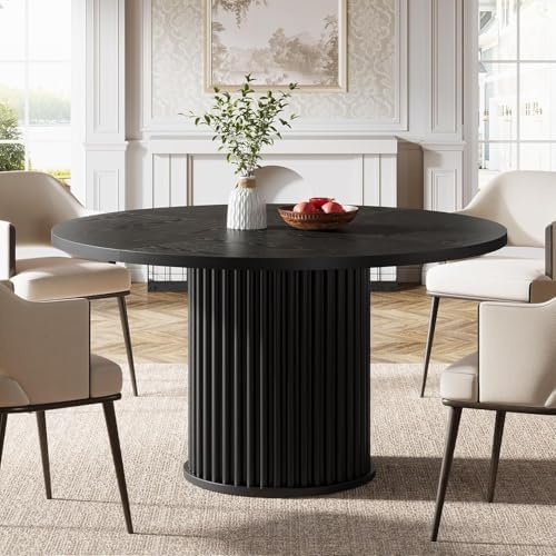 Tribesigns 47.24" Black Round Dining Table for 4-6 People