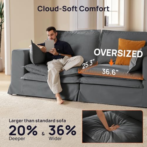 162" Washable Oversized Modular Sectional Sofa Couches for Living Room,G...