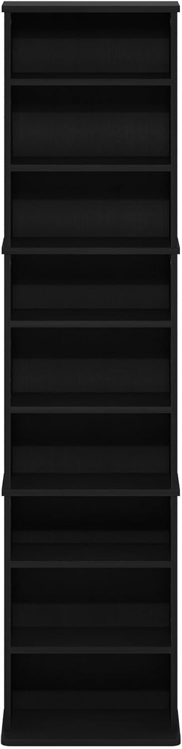 Furinno Jaya DVD Shelf, 9-Shelf Tall Narrow CD Rack, Media Shelf with Adjustable Shelves, DVD Storage Cabinets for CD Blueray Game Disc, Easy Assembly, for Living Room, Home Office, Americano